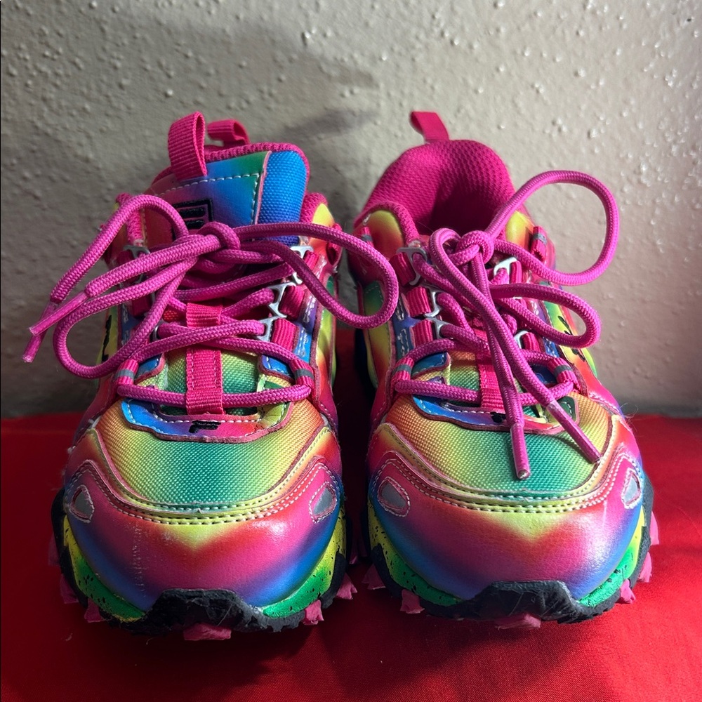 Fila Multicolor Kids Sneakers with Pink Laces